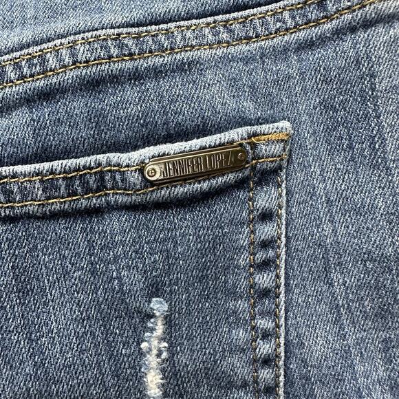 Womens Short Size 0 Jennifer Lopez Distressed Boyfriend Blue Jeans Denim Shorts - Picture 8 of 11